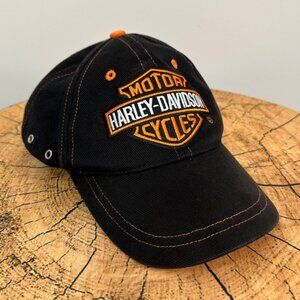 Vintage Harley Davidson World Famous Motorcycles Logo Strap Back Cap Hat - Youth